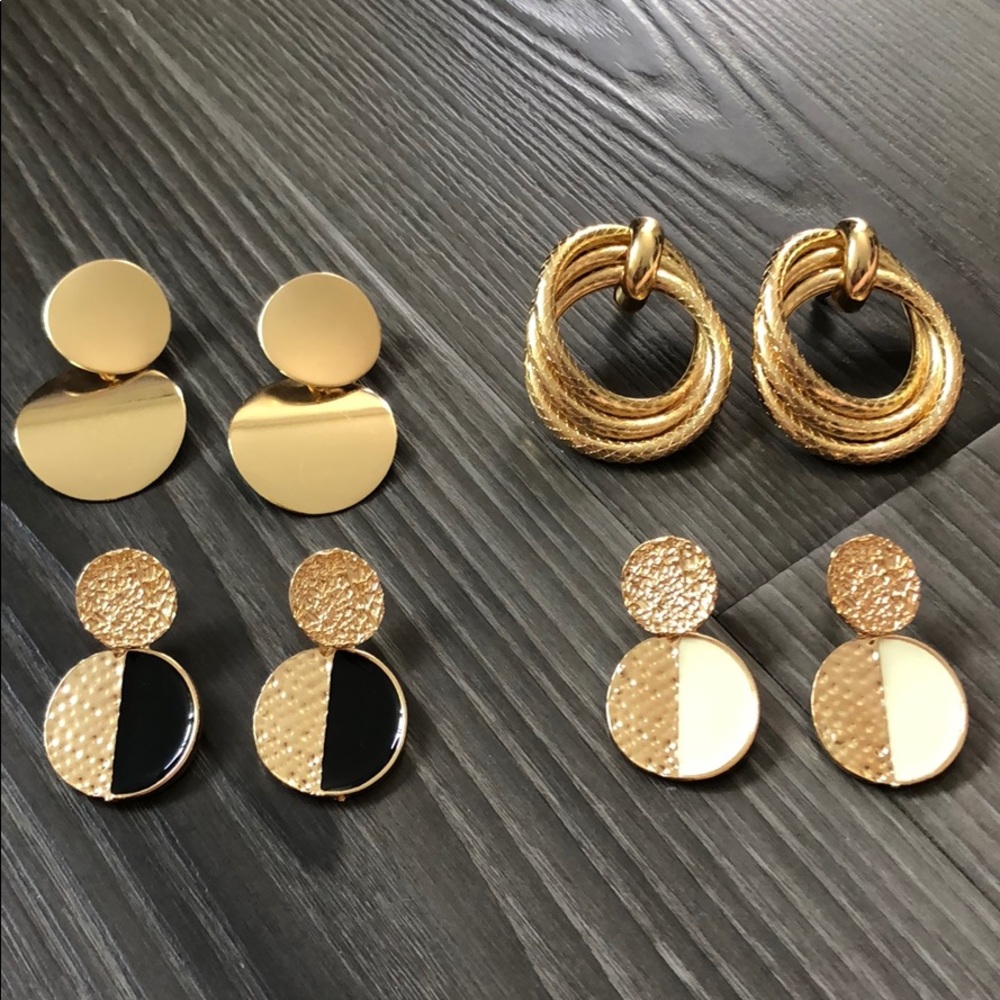 Set of new trendy gold earrings - Picture 5 of 11